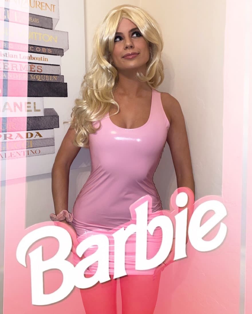 Pink Latex Dress For Barbie Costume - Image 5