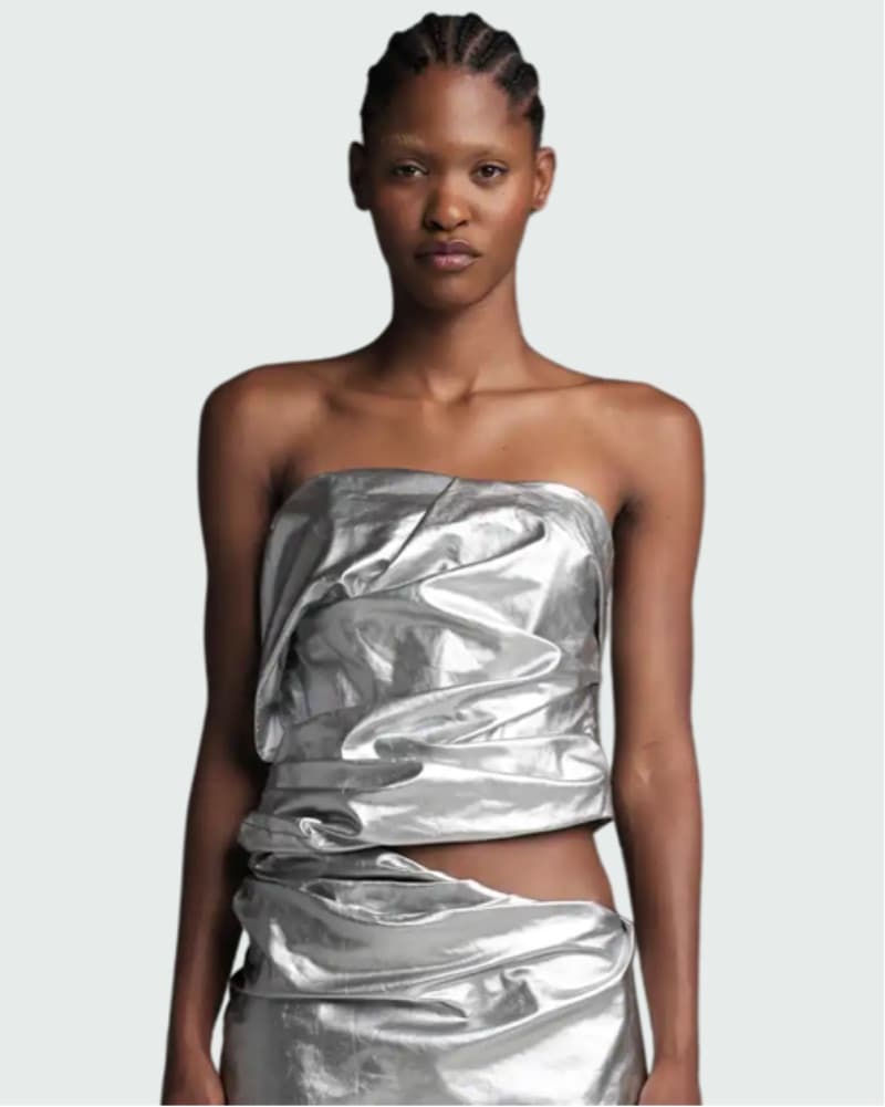 Entire Studios Silver Metallic Corset Tp - Image 4