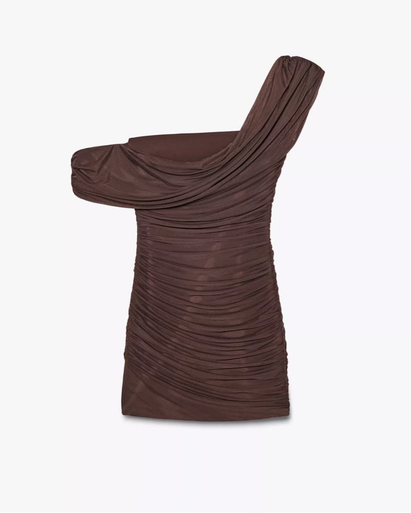 Asymmetrical Brown Mini Dress   - Image 1