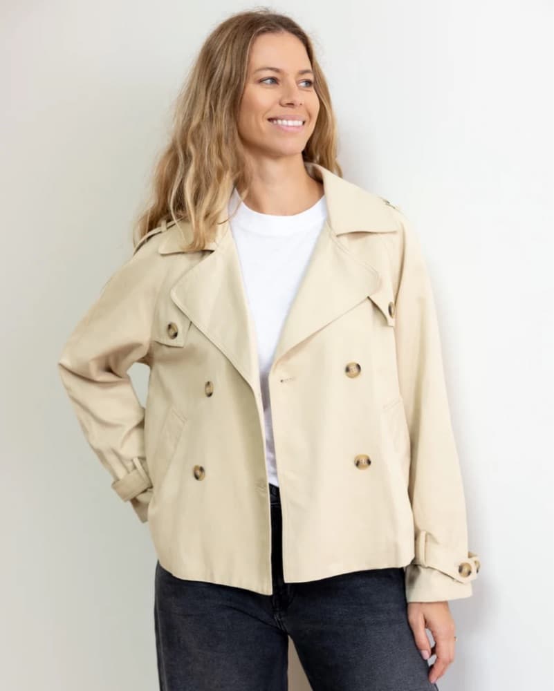 Beige Cropped Trench Coat - Image 1