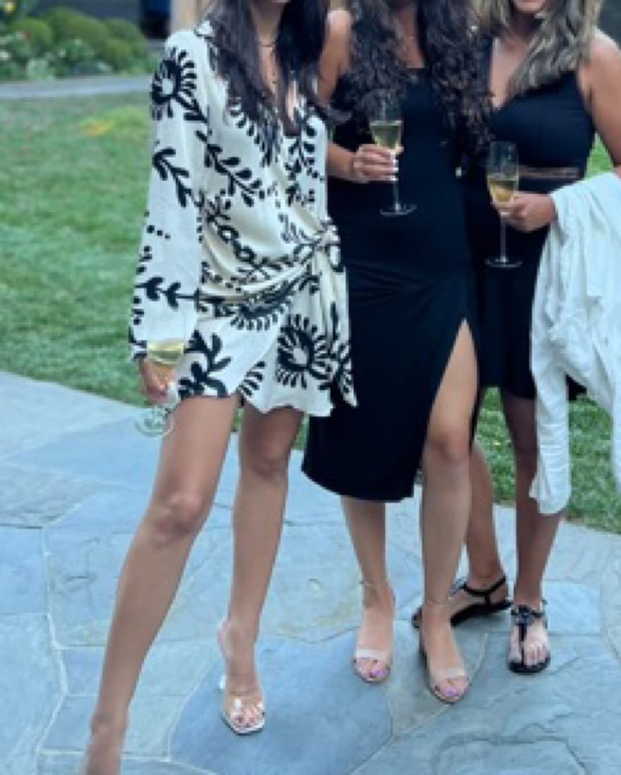 Cream/Black Wrap Dress - Image 4