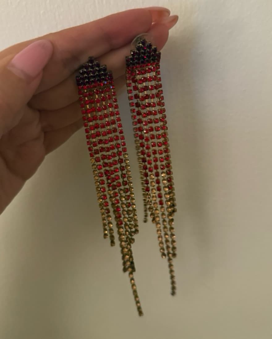 Red Rhinestone Earrings  - Image 3