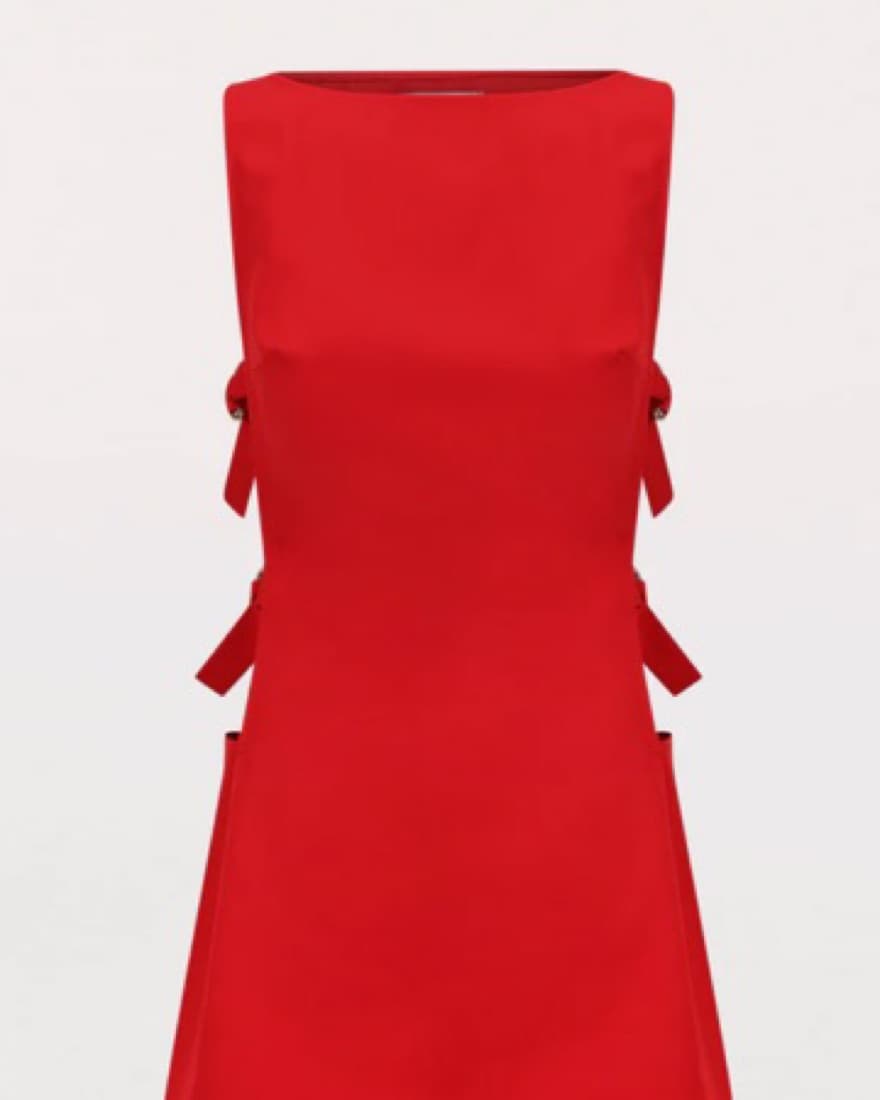 Red Buckle Mini Dress - Image 4
