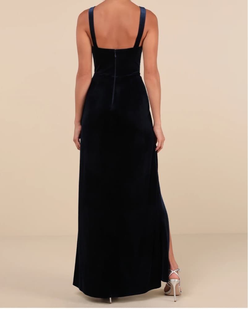 Lulus Navy Blue Velvet Dress - Image 3