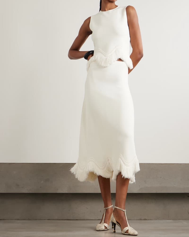 Ulla Johnson Knit Fringe Set (White) - Image 1
