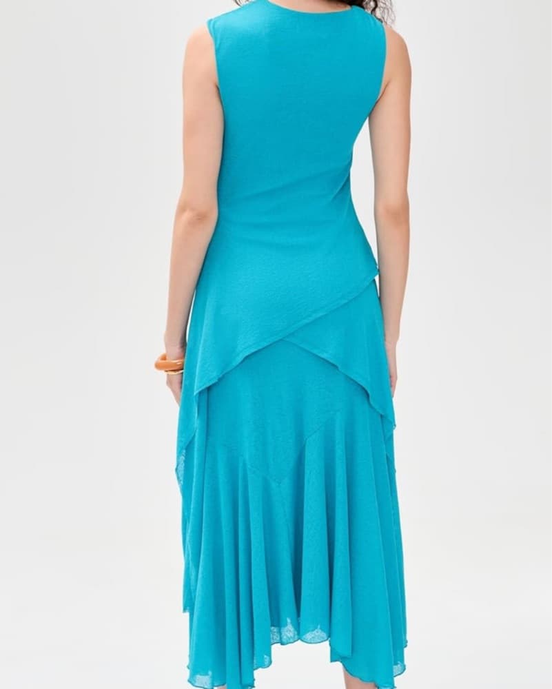 Ganni Marl Mesh Draped Knot Dress - Image 2