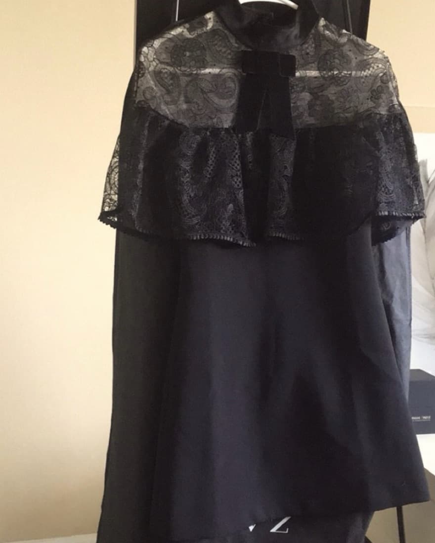 Self-portrait Black Bow Cape Mini Dress - Image 2