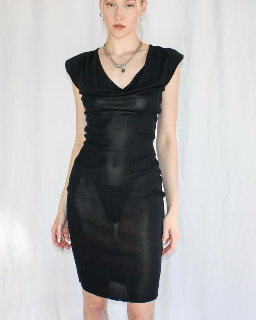 Alexander McQueen Sheer Black Dress  - Image 1