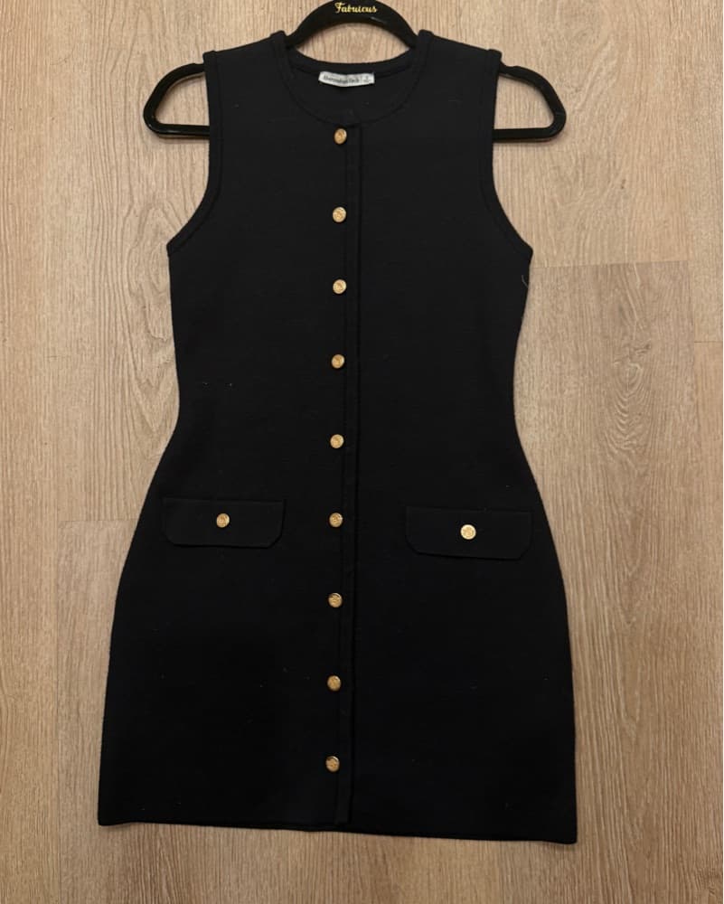 Sleek Black Button-Front Dress - Image 2