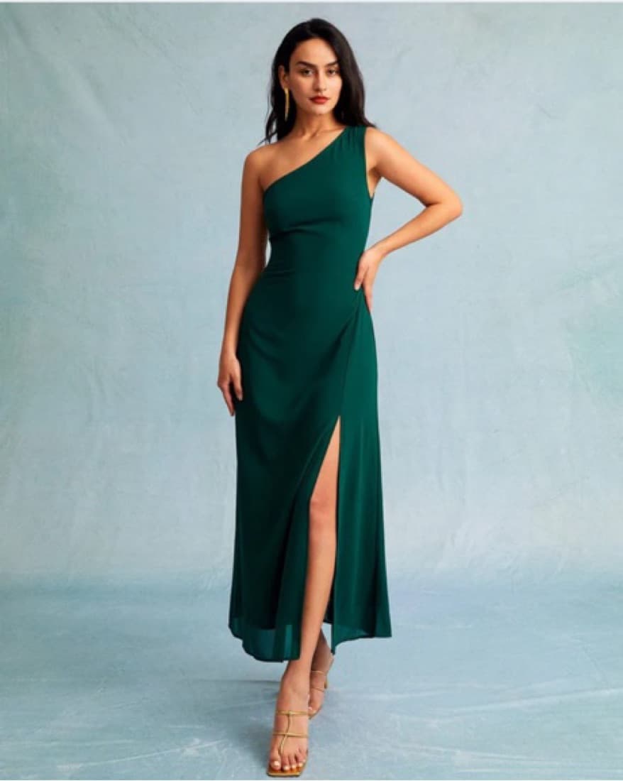 The Green One Shoulder Sleeveless Maxi D - Image 1