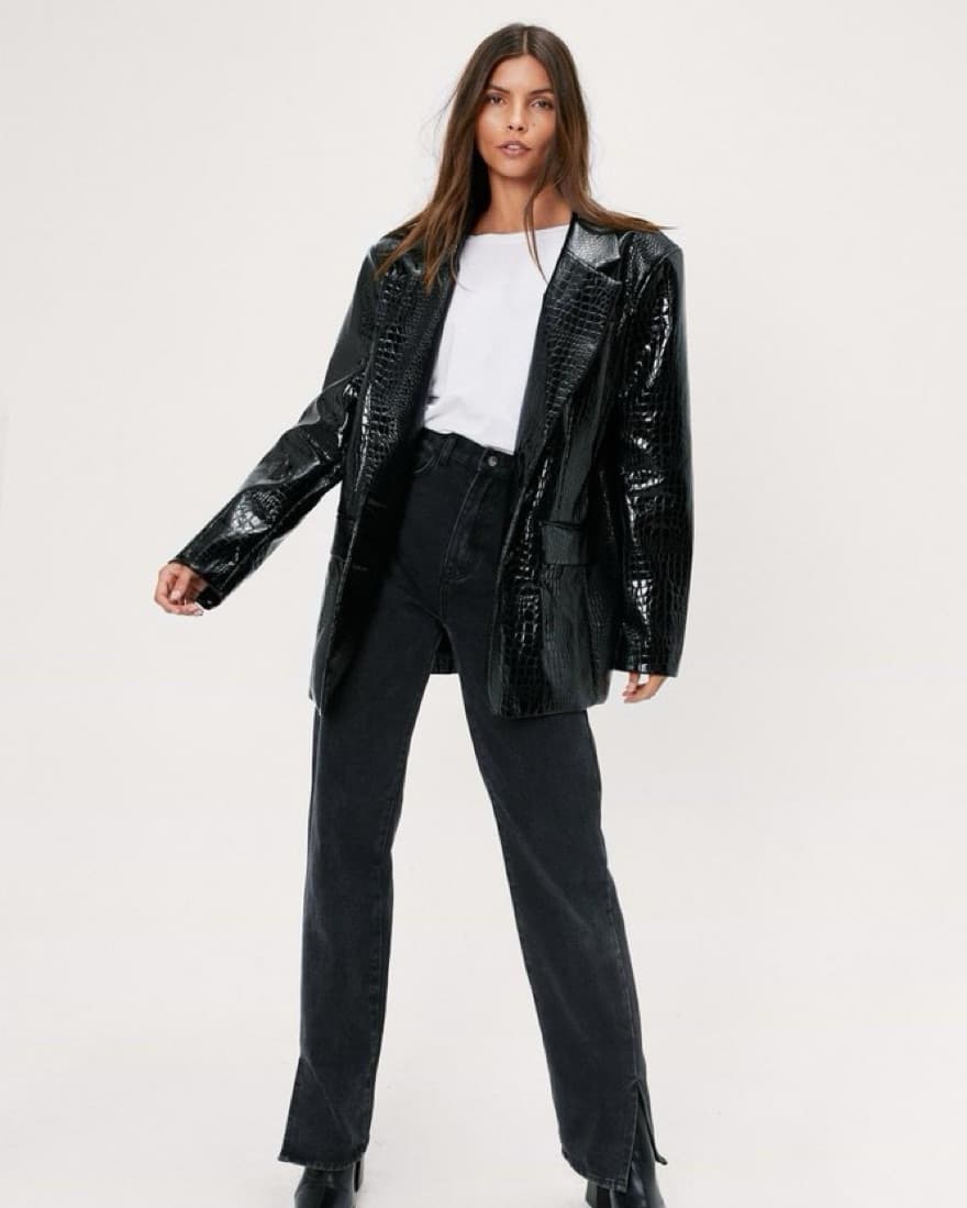 Faux Patent Leather Croc Jacket  - Image 3