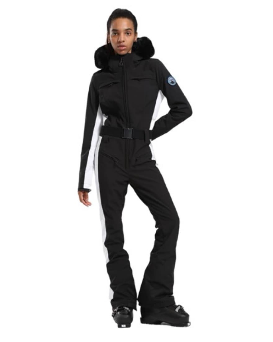 Sleek Ski Suit with Faux Fur Trim - Image 1