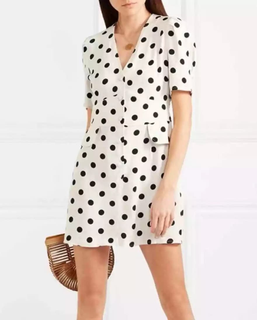 Rixo Laura Crepe Polka Dot Mini Dress - Image 1