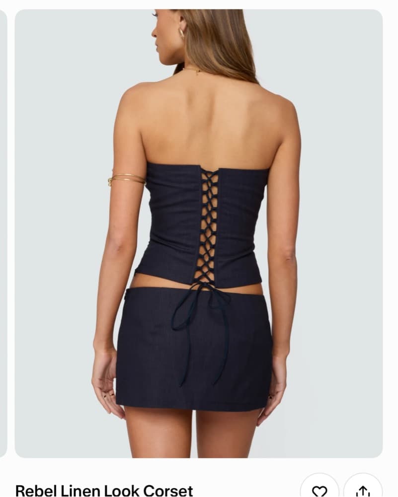 Navy Linen Corset Set - Image 2
