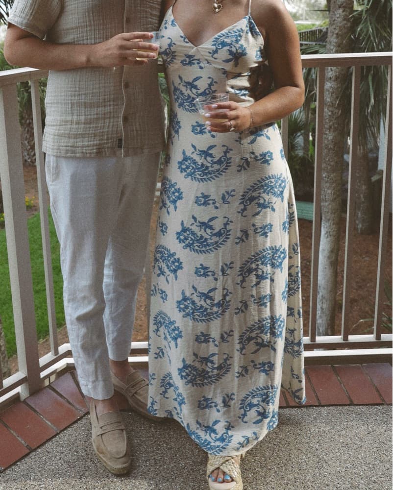 Tropical Blue and White Maxi Dress - Image 1