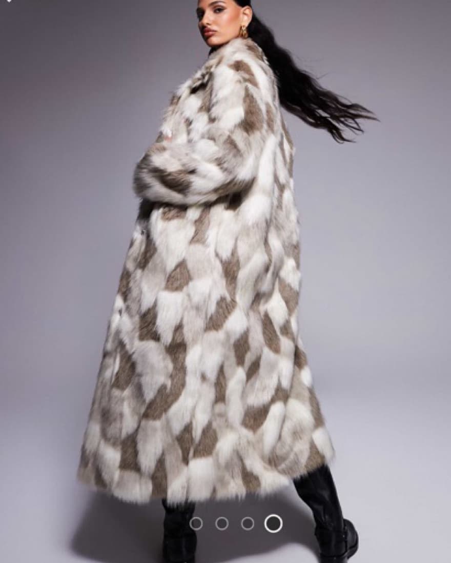 Longline Patch Faux Fur Coat - Dalmatian - Image 2