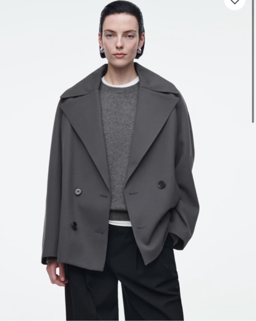Grey Double Breasted Wool Jacket - Image 1