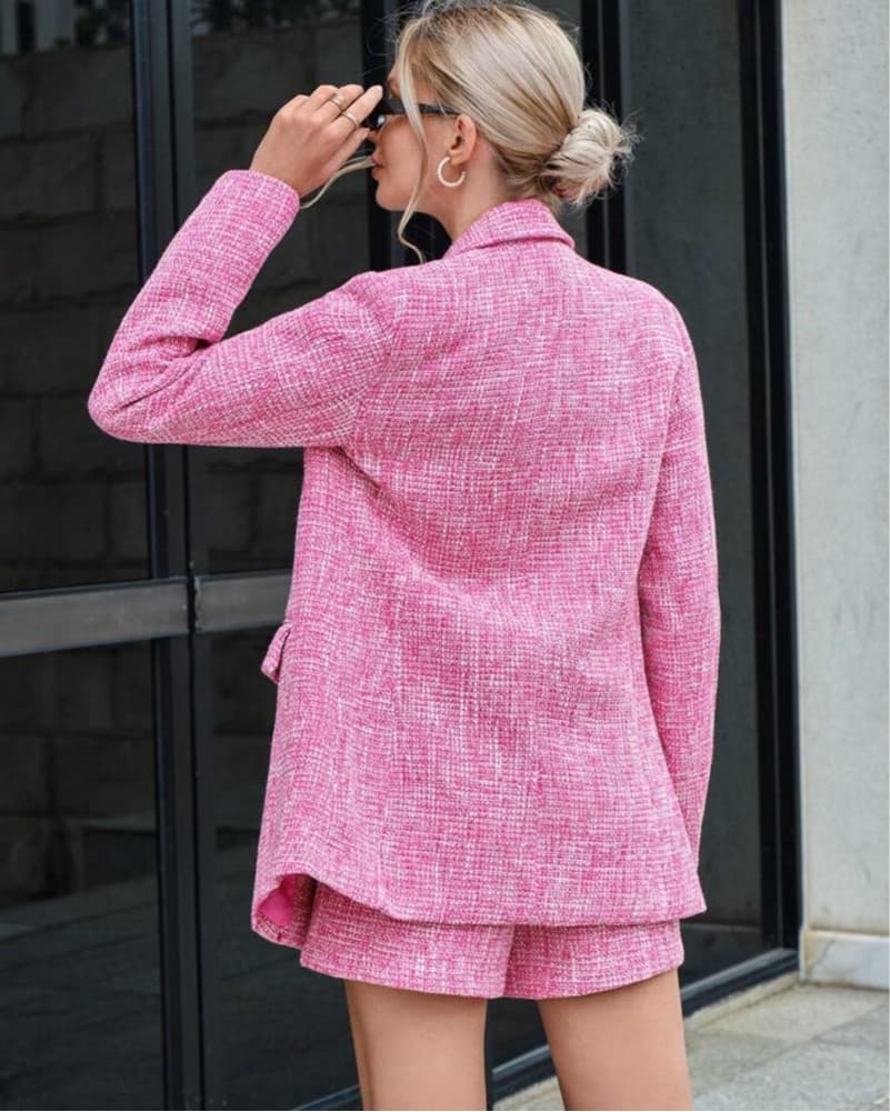 Pink Blazer + Shorts Tweed set - Image 2