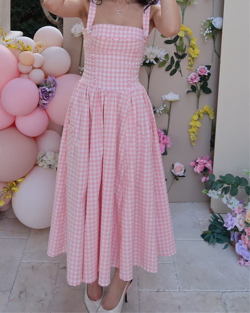 House of CB pink gingham midi dress - Image 1