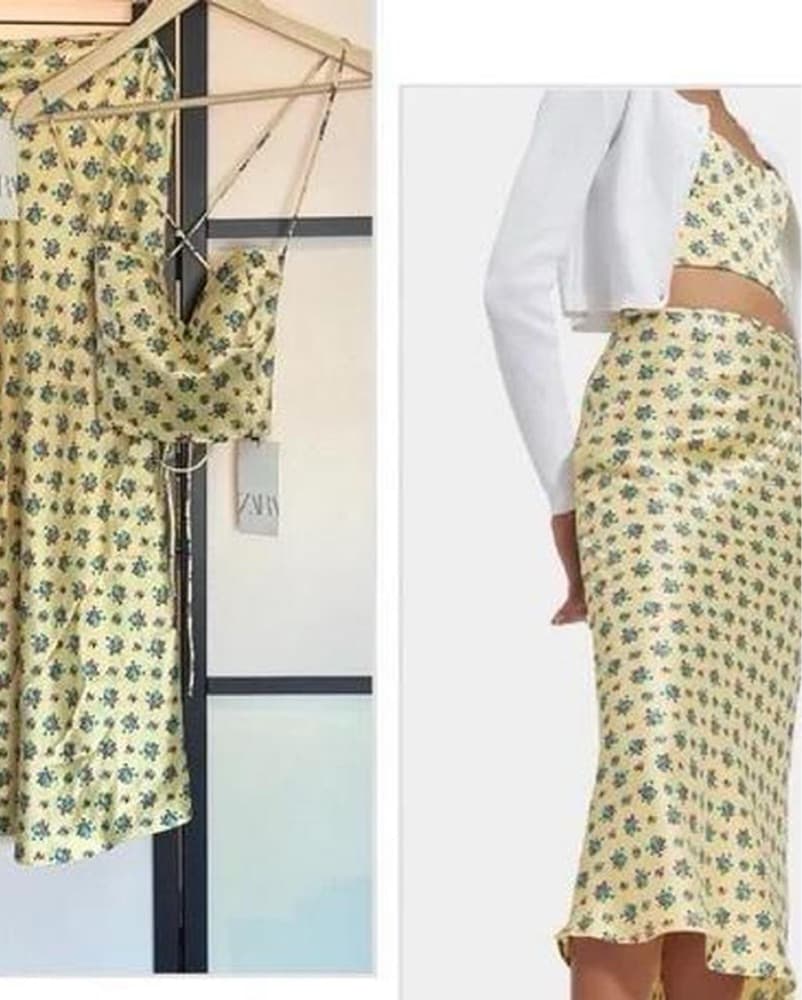 Zara Floral Crop Top and Midi Skirt Set - Image 3