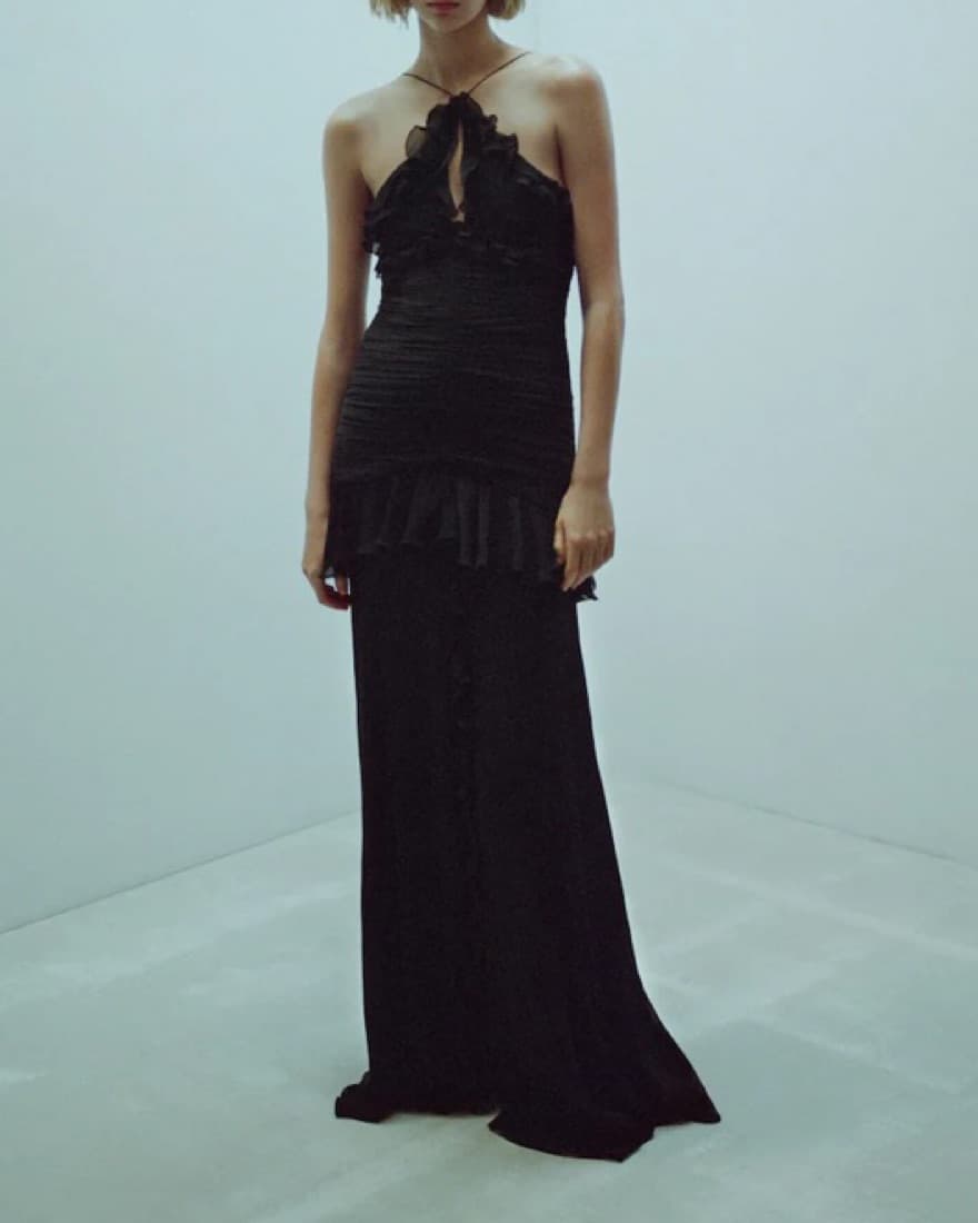 Mango Halter Neck Ruched Dress - Image 3