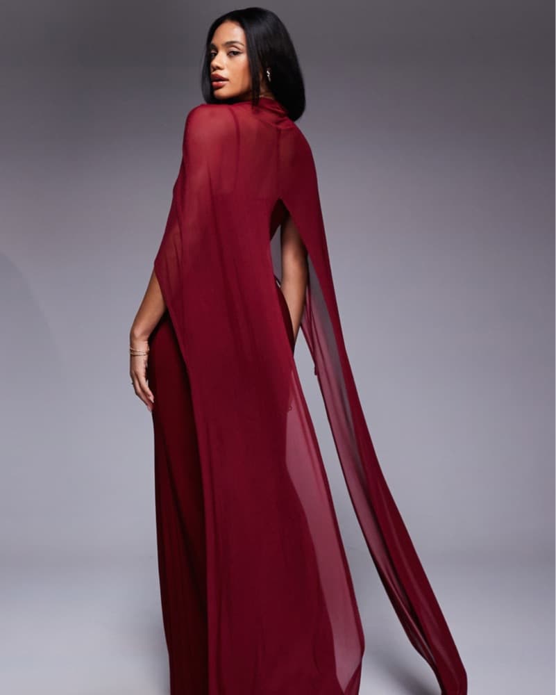 Asos Burgundy Cape Dress - Image 2