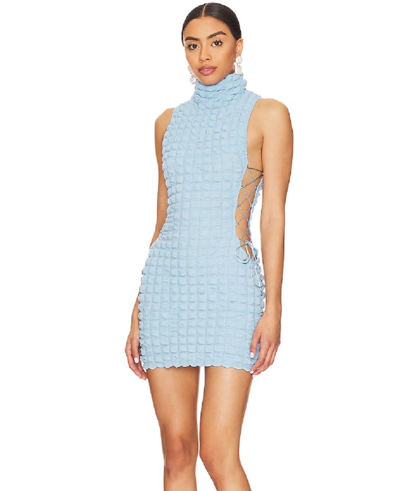 Cute Popcorn Turtle Neck Dress - Image 1