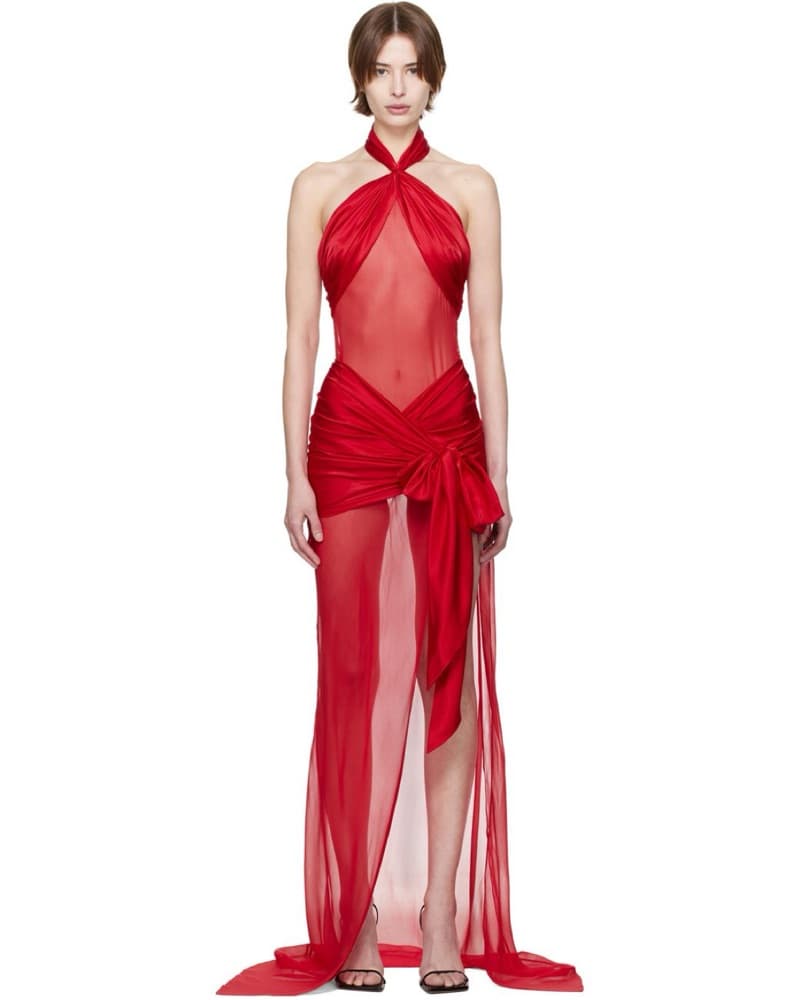 Mirror Palais Bow Wrap Dress In Red  - Image 6