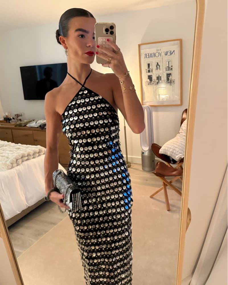 Black Silver Sequin Maxi - Ilkyaz Ozel - Image 1