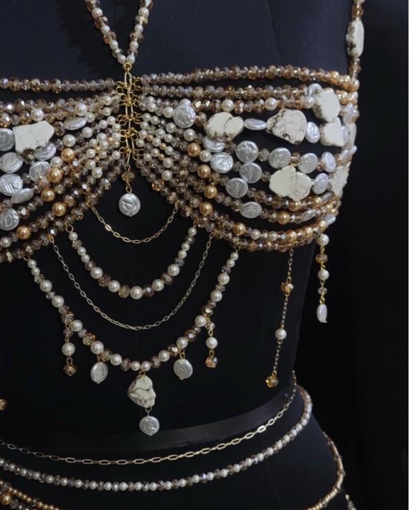 Gemstone Beaded Bralette Chain & Belt - Image 4