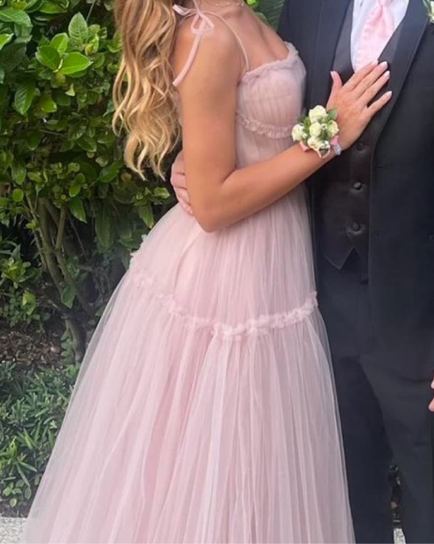 Misty Rose Tie-straps tulle prom dress - Image 4