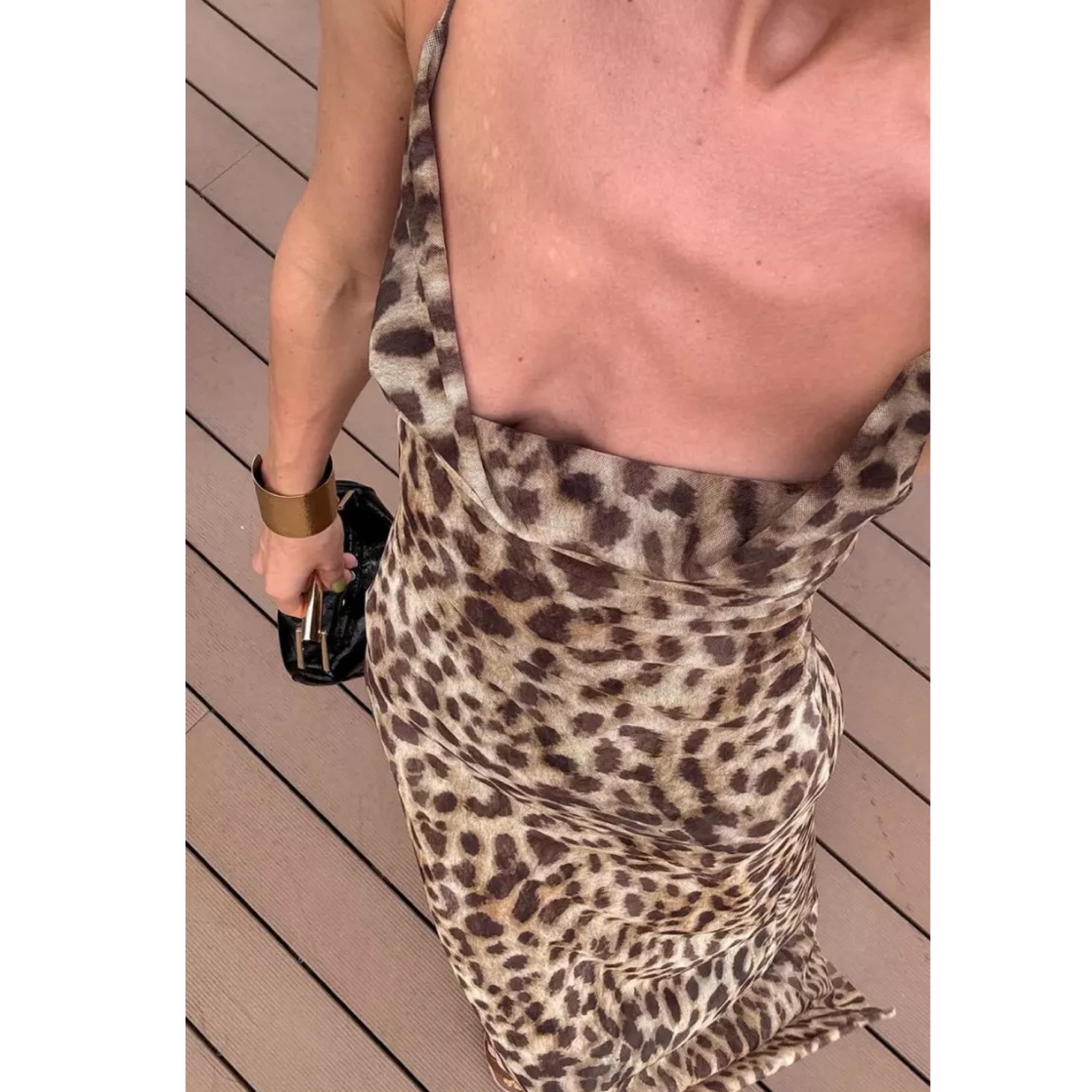 Strappy Animal Print Tulle Dress - Image 2