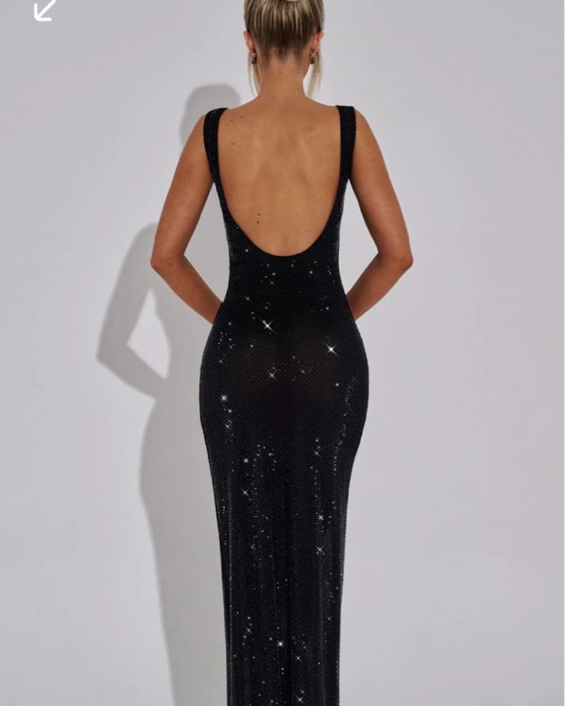 Long Sparkle Black Dress Xs - Image 4