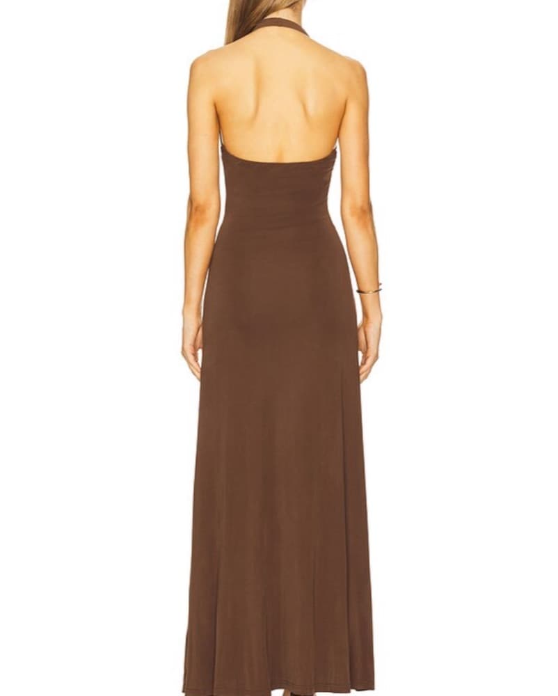 Misha Jennifer Cupro Brown Maxi Dress  - Image 2