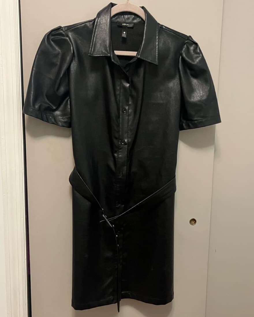 Aqua Faux leather shirtdress - Image 2