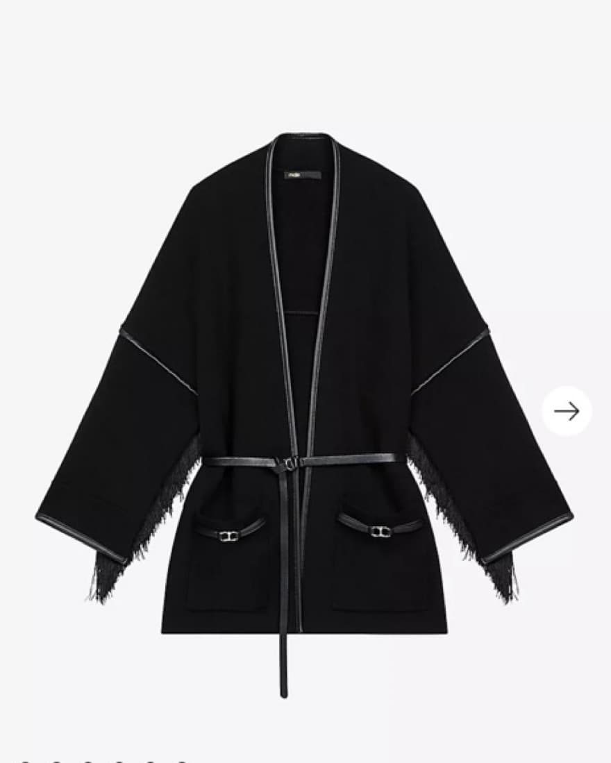 Maje Mathieu Fringe Belted Cardigan Wool - Image 1