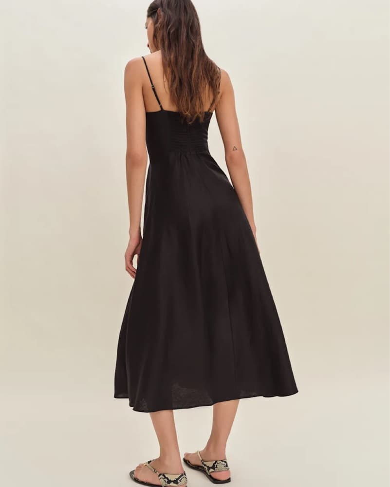 Reformation Monette Black Linen Dress - Image 4