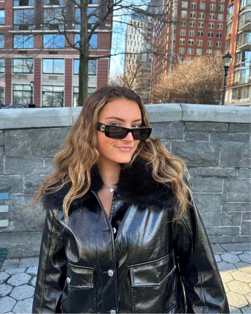 Anthro Chic Leather Jacket, Faux Fur  - Image 4