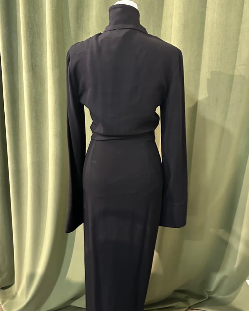 Longchamp Sleek Black Ruched Dress - Image 1