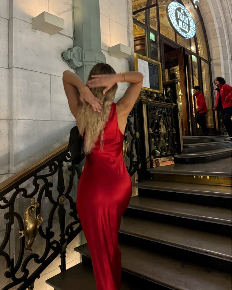 Red Satin Dress Maxi/Midi - Zara - Image 4
