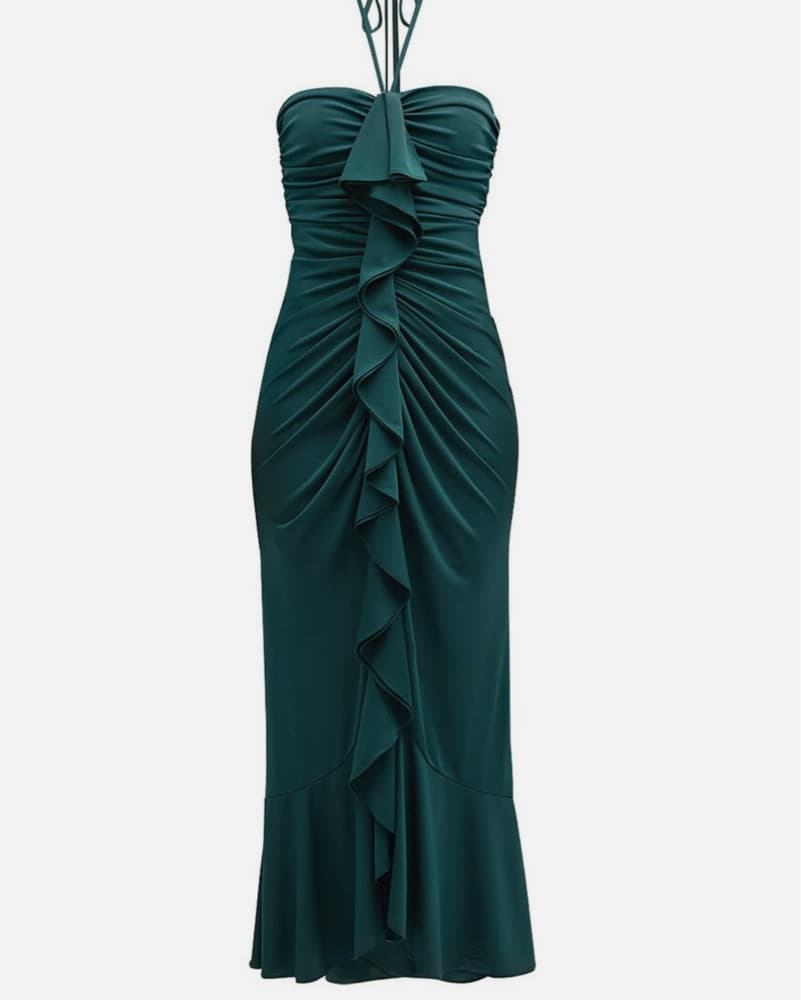 NWT Cinq a Sept Green Eilis Halter Midi  - Image 2