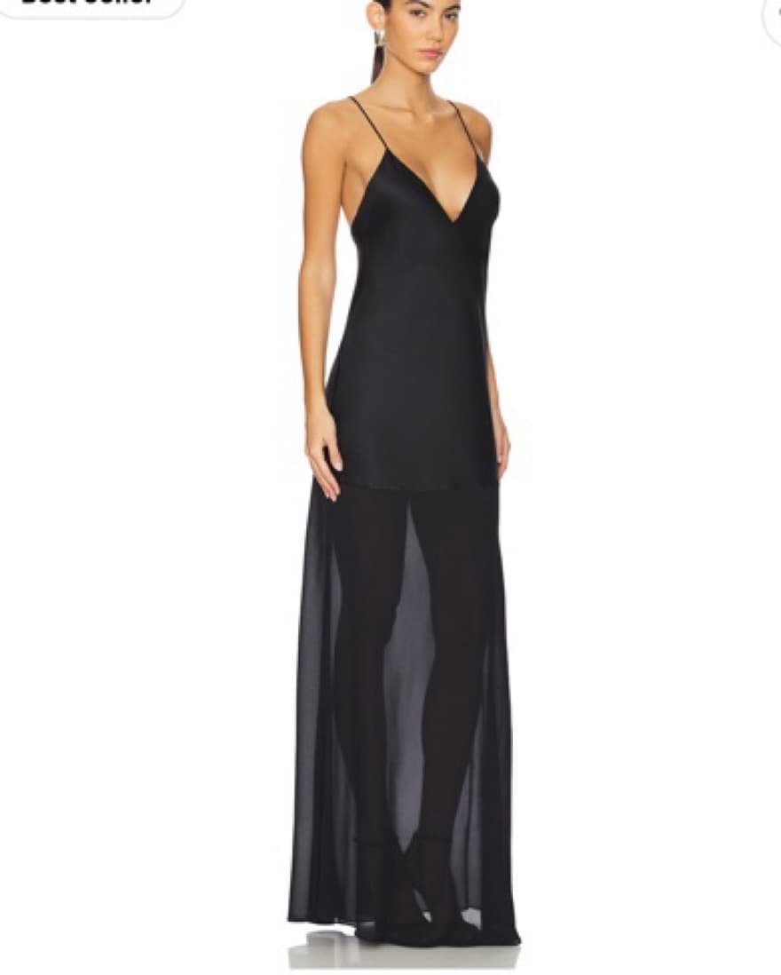 Satin Maxi Dress With Sheer Bottom - Image 2