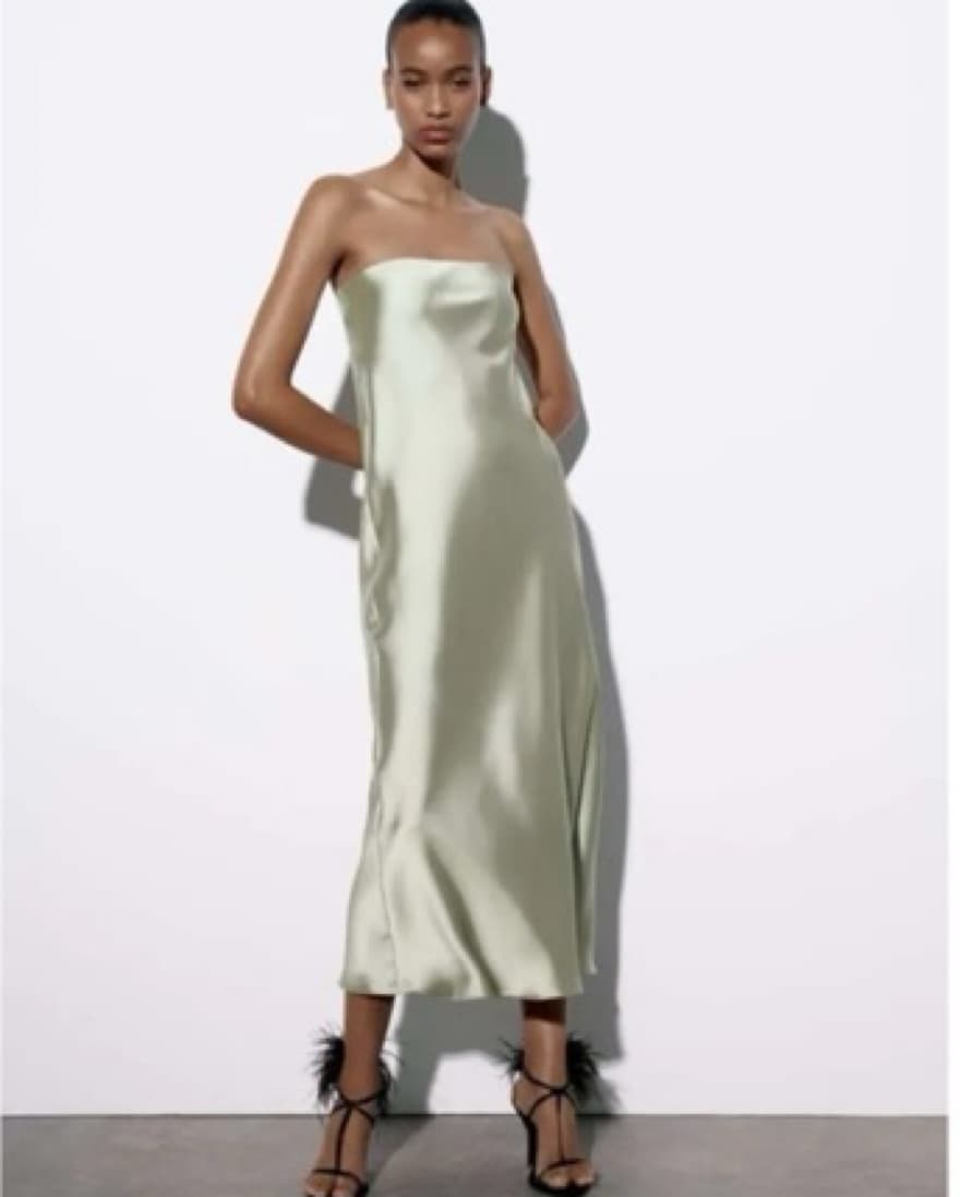 Strapless Satin Effect Dress  - Image 1