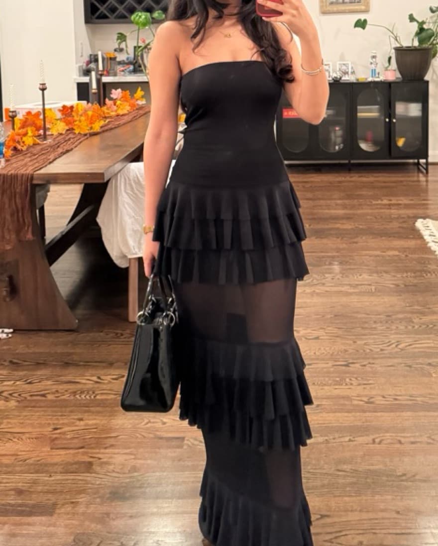 Sold Out Black Ruffle Maxi Dress - Image 2