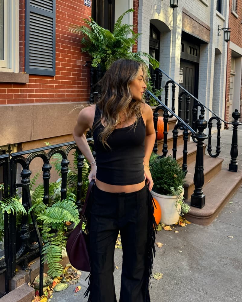 Suede Fringe Flare Pants - Image 4