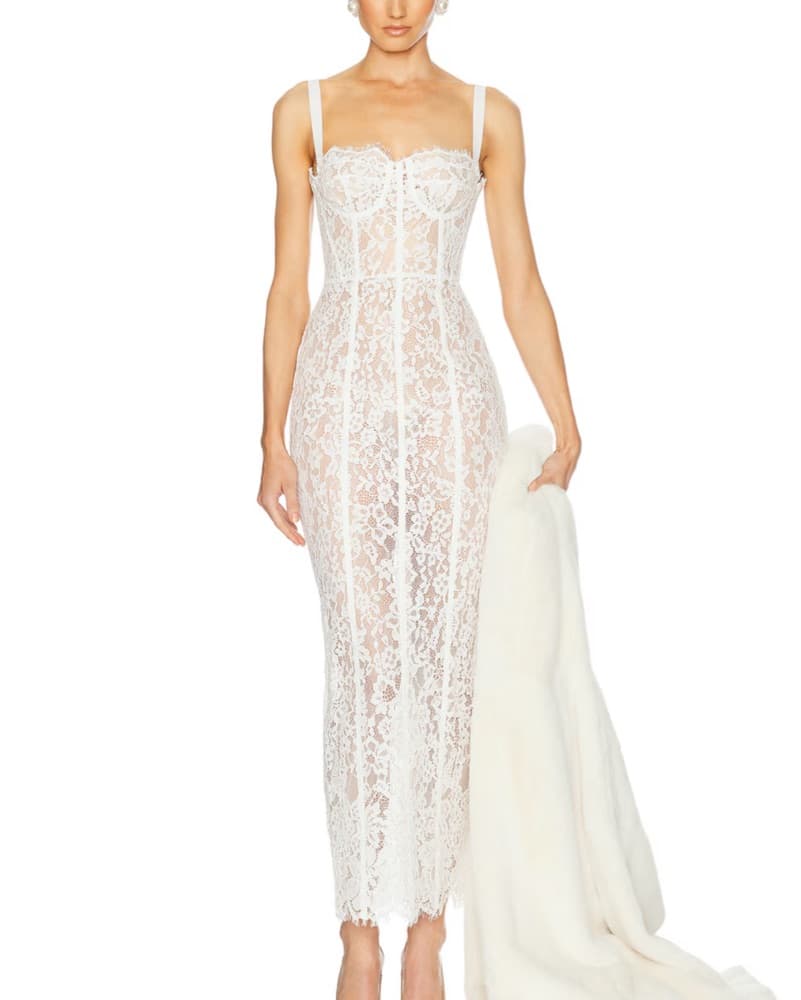White Elegant Lace Maxi Dress  - Image 1