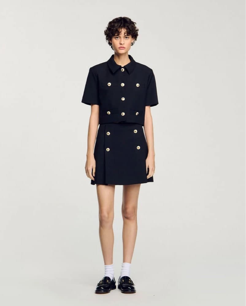 Sandro Black Buttoned Skirt - Image 3