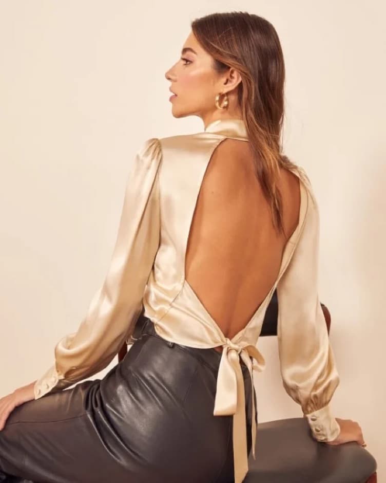 Reformation Open Back Cielo Silk Top  - Image 3