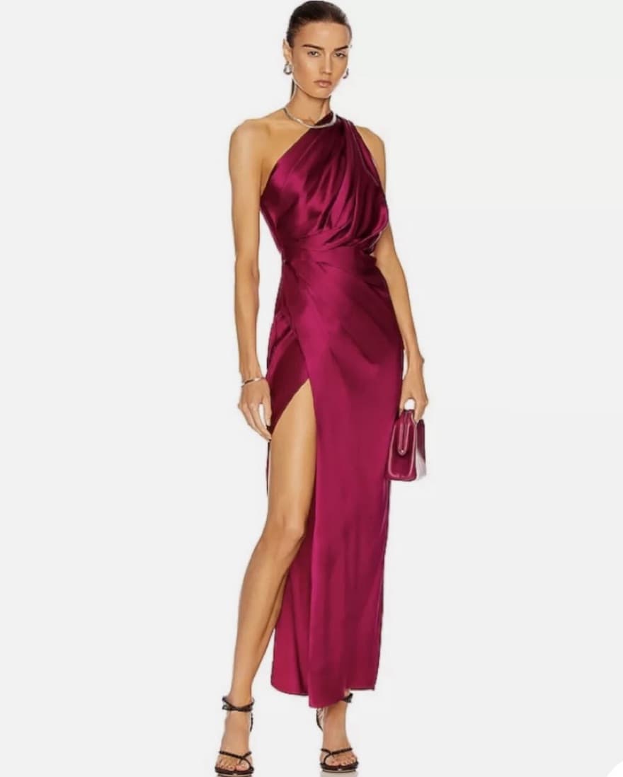 Assymmetric Drape Midi Dress  - Image 2