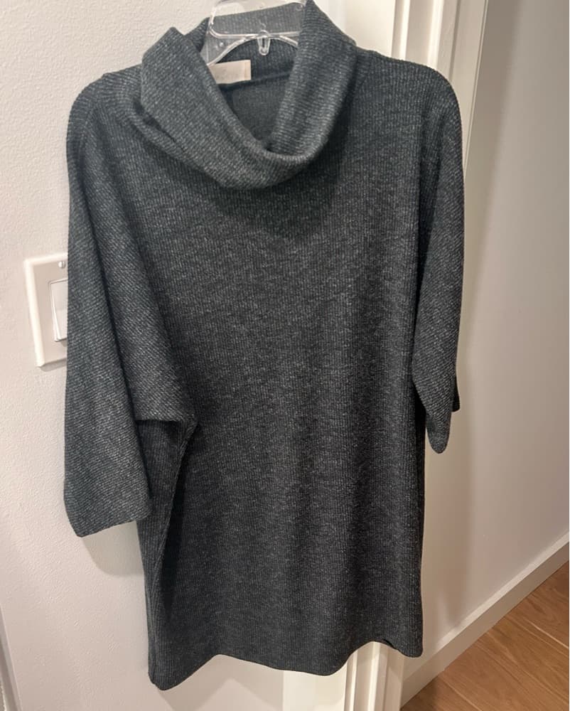 Charcoal/Green Mock Neck Sweater Dress - Image 2